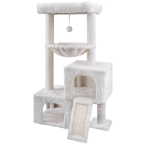 37.4" Cactus Cat Tree Tower with Twin Cat Condos for Indoor Cats, All-in-One Activity Center with Cat Scratching Post Cozy Sleeping Perch Hammock and Toy Balls,Green …